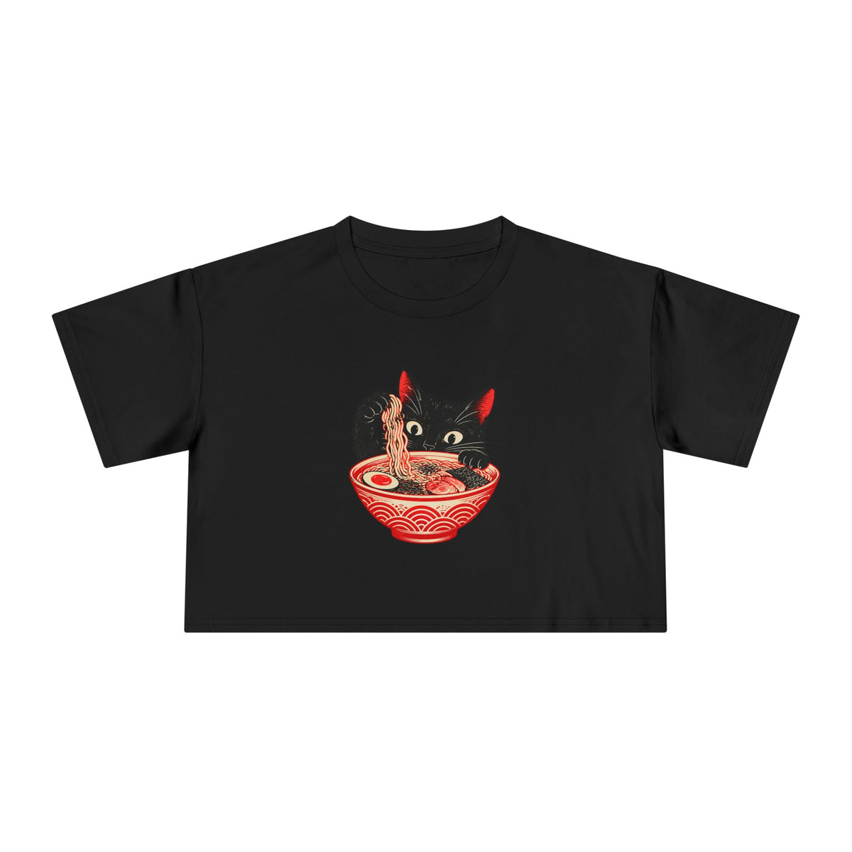 Midnight Noodle Cat — Women’s Crop Top